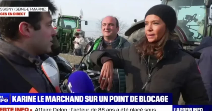 Les agriculteurs en lutte : Karine Le Marchand présente lors d’un barrage sur l’autoroute